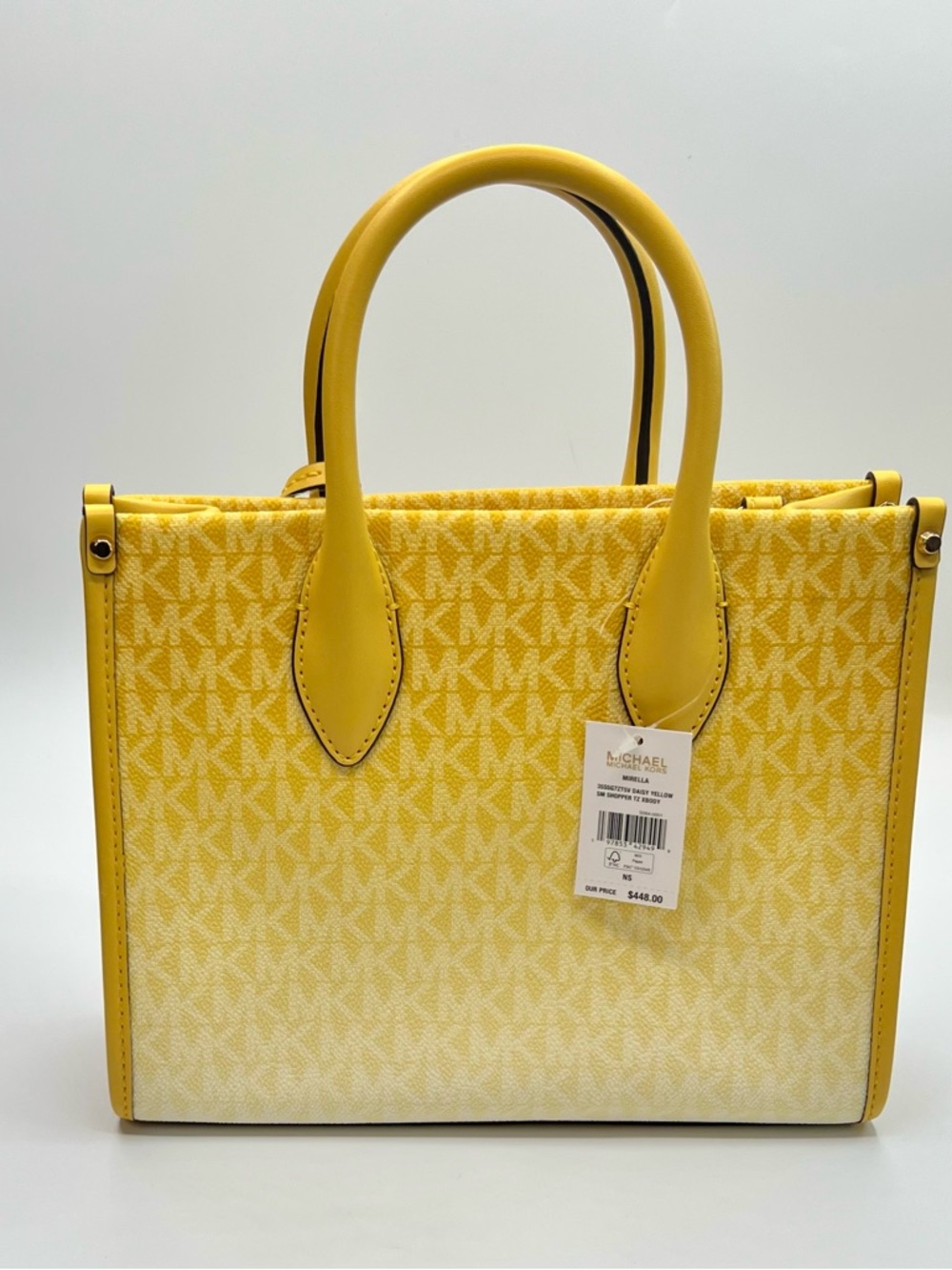 Michael Kors Mirella Small Satchel in Daisy Yellow Leather & Canvas - Picture 2 of 11